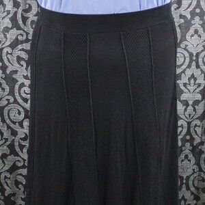 Lapis Black Mesh Panel Soft Stretch Midi Skirt 3X